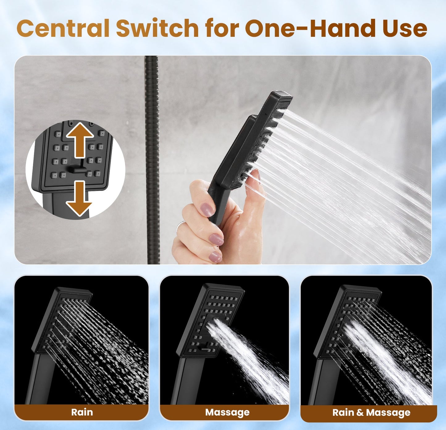 Dual Shower Head-Rain Shower Head with Handheld Shower Set, Diverter