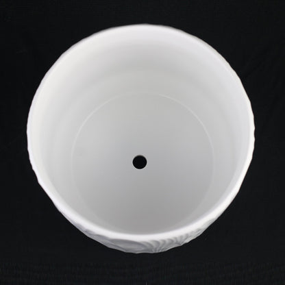 3-Piece White Stoneware Planter Pot Set with Embossed Texture