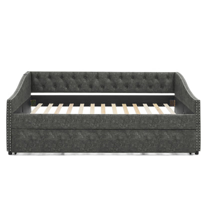 Upholstered Daybed With USB Charging & Pull Out Bed