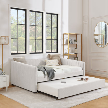 Full Size Daybed with Trundle Upholstered Sofa Bed
