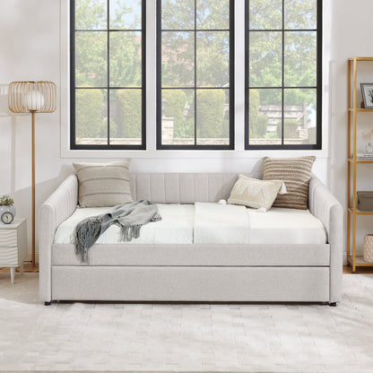 Full Size Daybed with Trundle Upholstered Sofa Bed