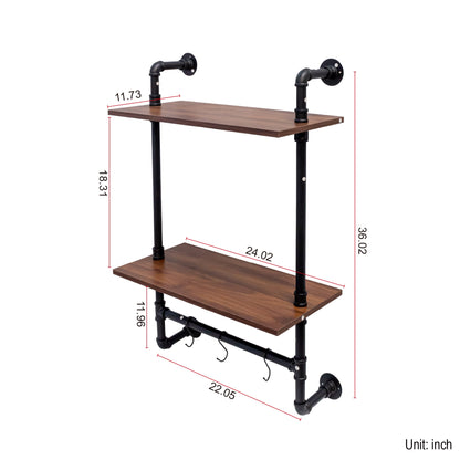 Industrial Pipe Shelf - 3 Tier & 2 Tier Wall Mounted Shelves