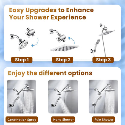 Dual Shower Head-Rain Shower Head with Handheld Shower Set, Diverter