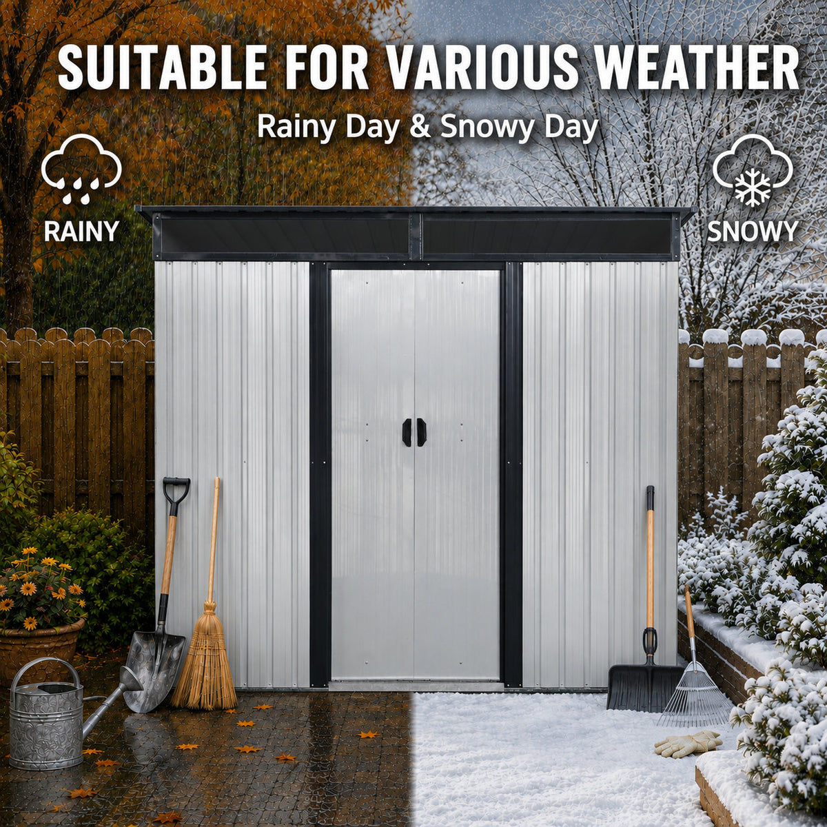 8 Ft x 6 Ft Outdoor Metal Storage Shed With Window