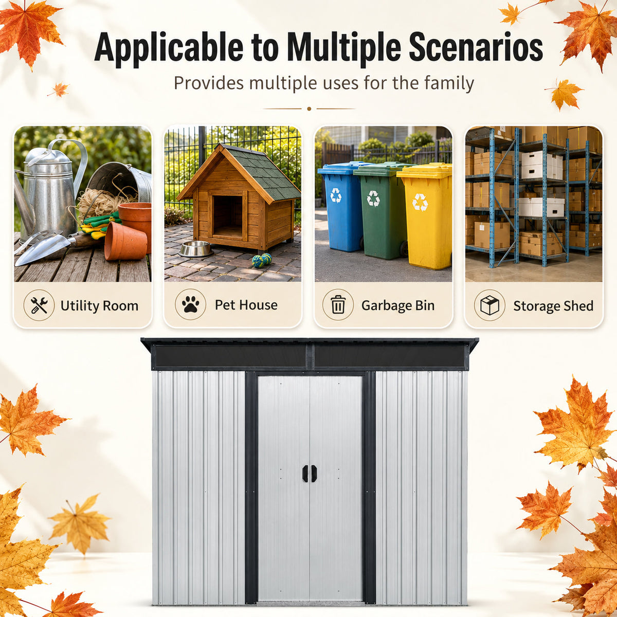 8 Ft x 6 Ft Outdoor Metal Storage Shed With Window