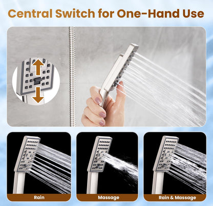 Dual Shower Head-Rain Shower Head with Handheld Shower Set, Diverter