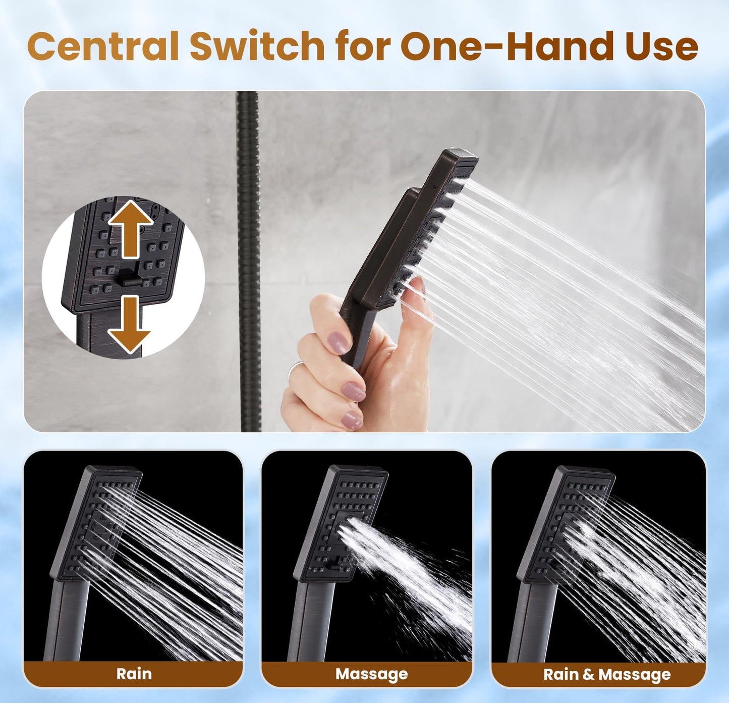 Dual Shower Head-Rain Shower Head with Handheld Shower Set, Diverter