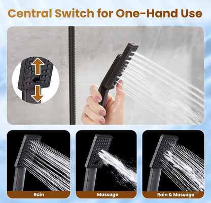 Dual Shower Head-Rain Shower Head with Handheld Shower Set, Diverter
