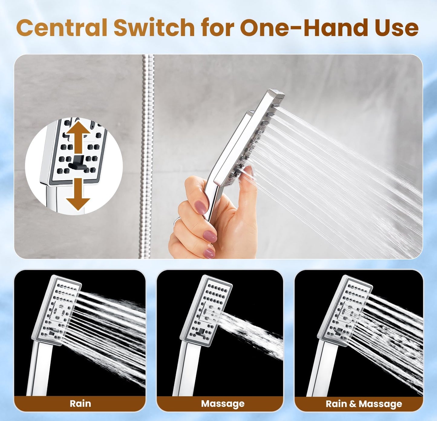 Dual Shower Head-Rain Shower Head with Handheld Shower Set, Diverter