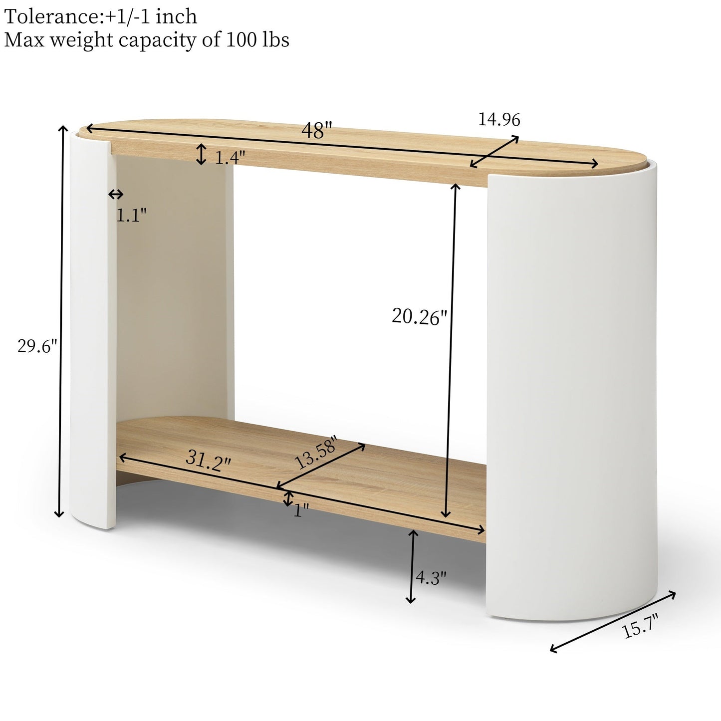 End Table with 2-Layer Storage Shelves