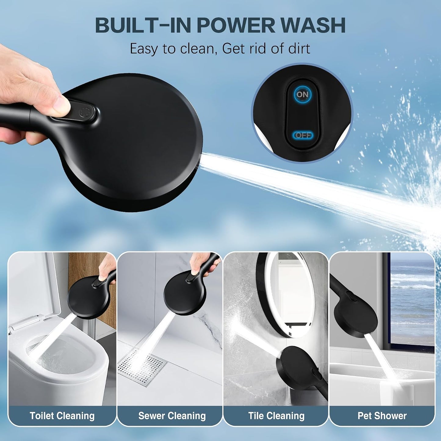 Filtered Shower Head with Handheld, High Pressure 9-Spray Showerhead with Hose and Bracket