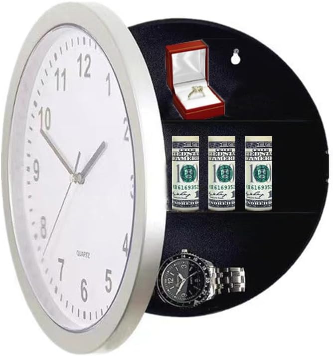 Real Clock Diversion Safe - Discreet Secret Compartments Of A Wall Clock To Store Money, Jewelry, Or Other Valuables