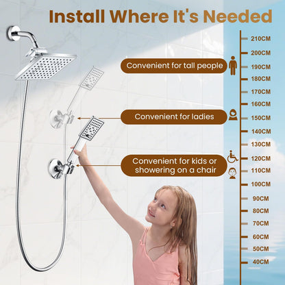 Dual Shower Head-Rain Shower Head with Handheld Shower Set, Diverter