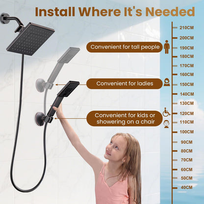 Dual Shower Head-Rain Shower Head with Handheld Shower Set, Diverter