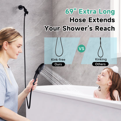 Handheld Shower Head, 9-Spray Showerhead with 69" Hose, Bracket