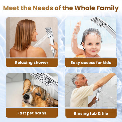 Dual Shower Head-Rain Shower Head with Handheld Shower Set, Diverter