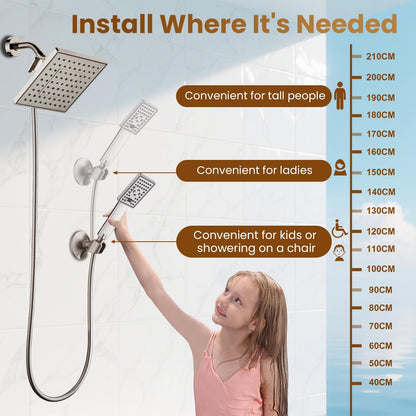 Dual Shower Head-Rain Shower Head with Handheld Shower Set, Diverter