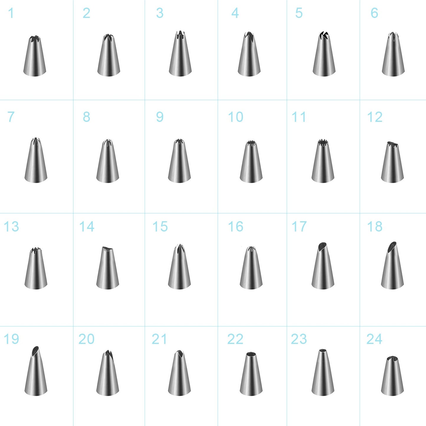 24Pcs Cake Decorating Supplies kit Stainless Steel DIY Baking Supplies Icing Tips with Pastry Bags & Disposable Coupler & Storage Case