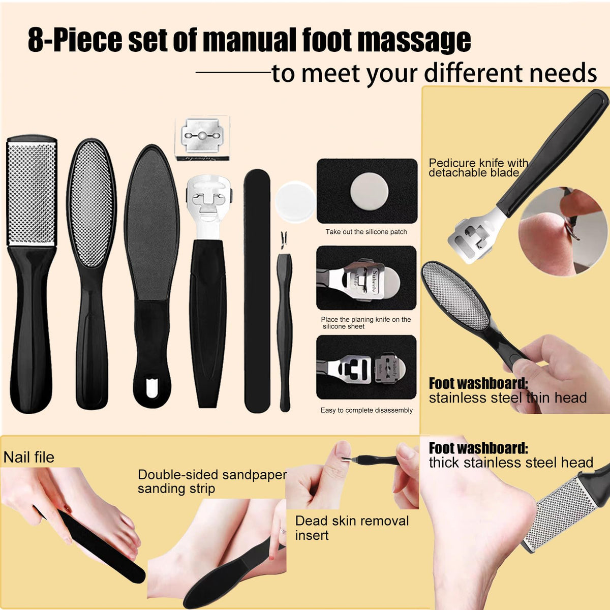 Darmave Electric Foot Callus Remover, Smooth Pedicure Wand with 60 Sanding Pads, Foot Scrubber File, Pedicure Tools for Feet, Heel Scraper for Cracked Heels