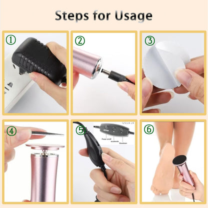 Darmave Electric Foot Callus Remover, Smooth Pedicure Wand with 60 Sanding Pads, Foot Scrubber File, Pedicure Tools for Feet, Heel Scraper for Cracked Heels