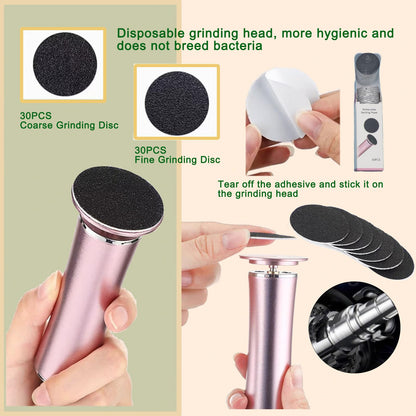 Darmave Electric Foot Callus Remover, Smooth Pedicure Wand with 60 Sanding Pads, Foot Scrubber File, Pedicure Tools for Feet, Heel Scraper for Cracked Heels