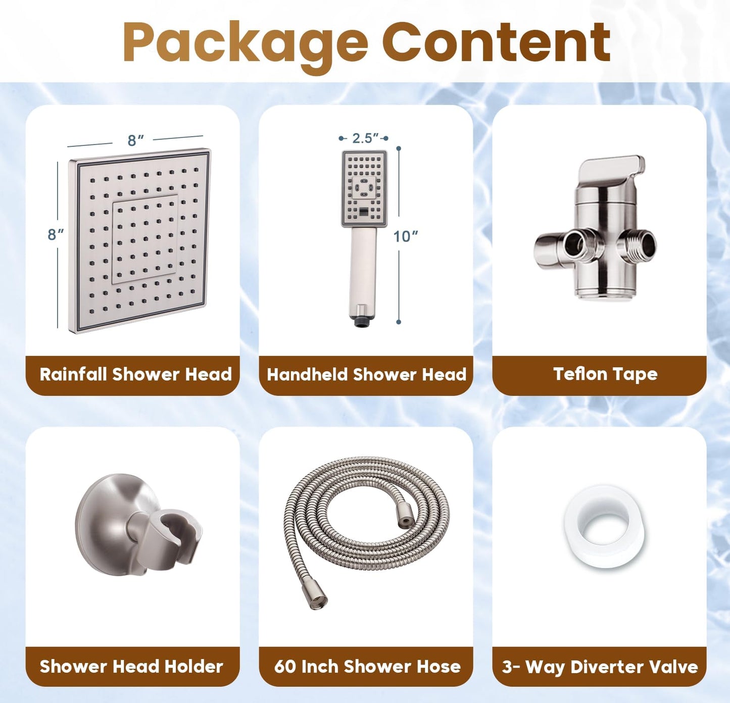 Dual Shower Head-Rain Shower Head with Handheld Shower Set, Diverter