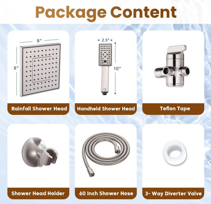Dual Shower Head-Rain Shower Head with Handheld Shower Set, Diverter