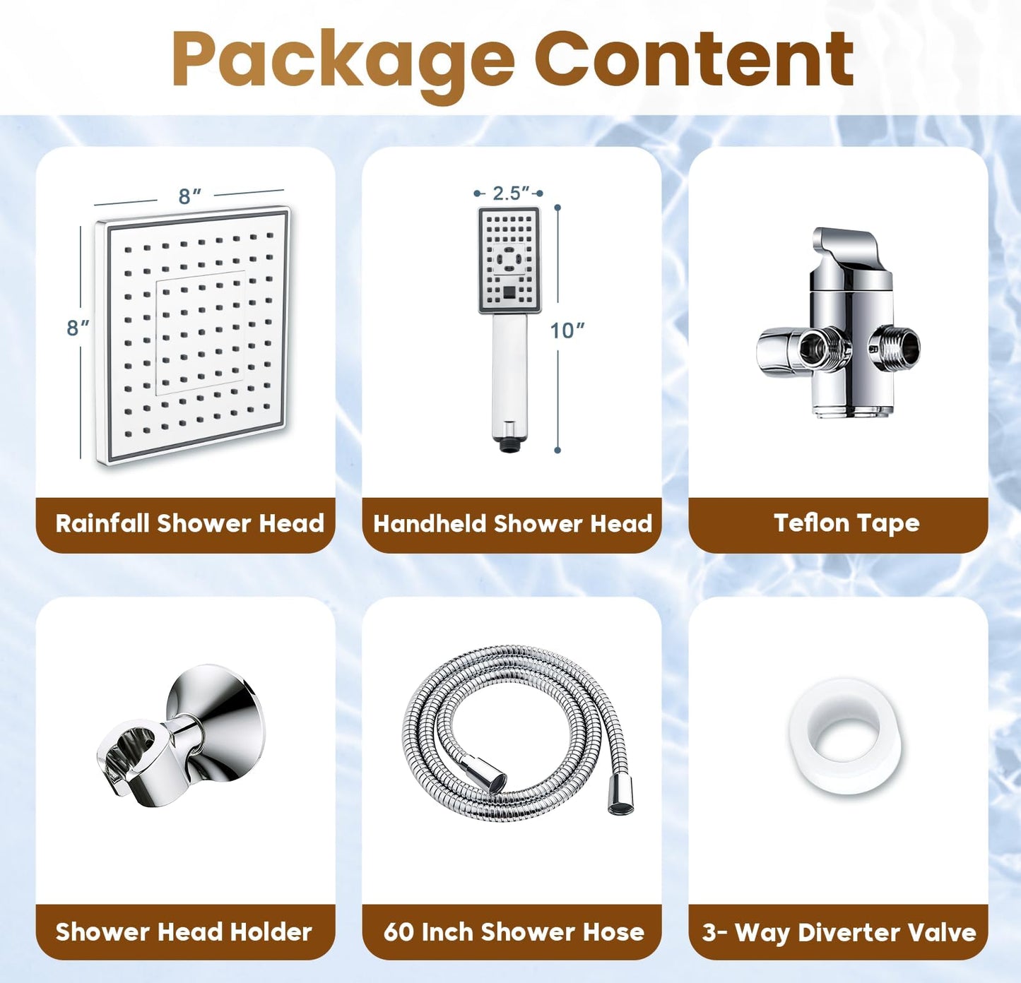 Dual Shower Head-Rain Shower Head with Handheld Shower Set, Diverter