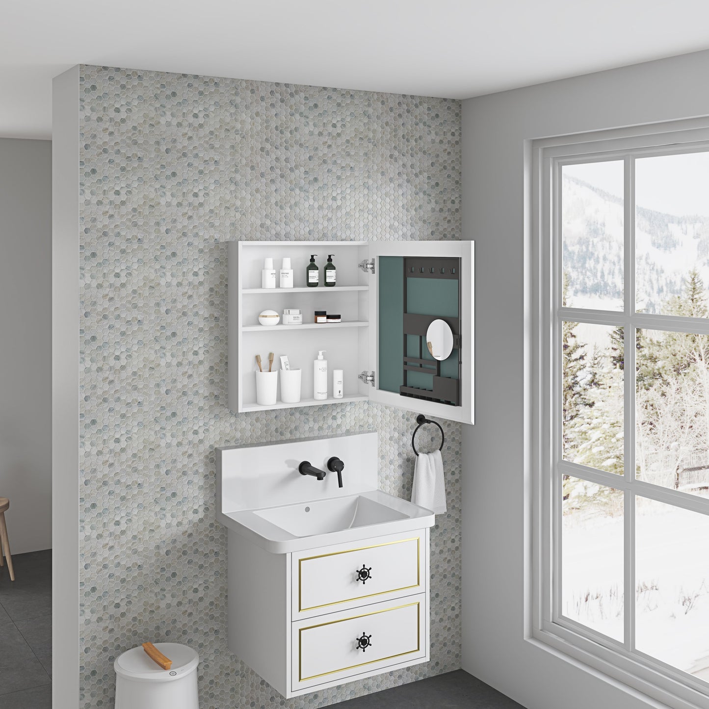 24'' W x 26'' H Surface Frameless Mirror Medicine Cabinet