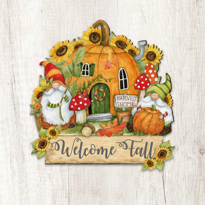 Outdoor Garden Stake Fall Decoration - Front Yard Gnome Welcome Sign - Backyard Decor - Cornucopia Garden Decor - Harvest Handmade Gift - Autumn Front Yard Decor by Susan Winget - 8471209M-SW