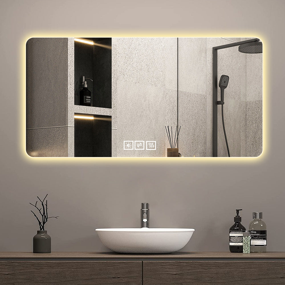 28"x60" Frameless LED Bathroom Mirror with Demist Function