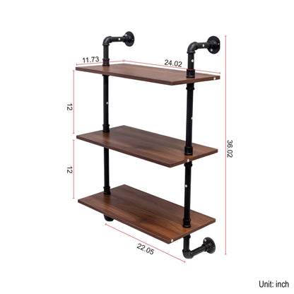 Industrial Pipe Shelf - 3 Tier & 2 Tier Wall Mounted Shelves