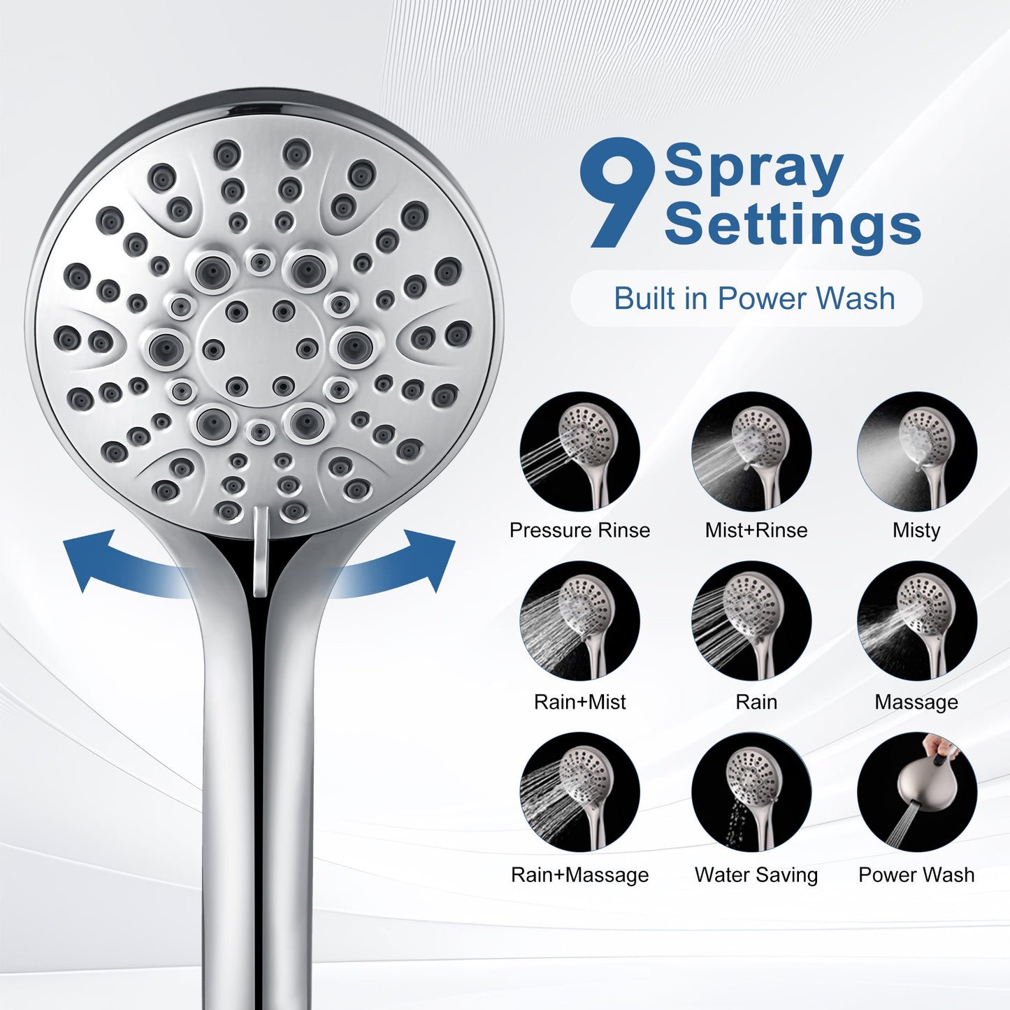 BRIGHT SHOWERS Rain Shower Head with Handheld Combo, Dual Shower System with Slide Bar, Rain Shower System, Adjustable Height, Brass Slide Bar & Diverter, 60 Inch Stainless Steel Hose
