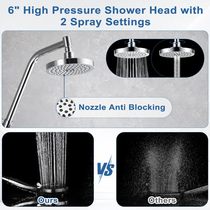 BRIGHT SHOWERS Rain Shower Head with Handheld Combo, Dual Shower System with Slide Bar, Rain Shower System, Adjustable Height, Brass Slide Bar & Diverter, 60 Inch Stainless Steel Hose