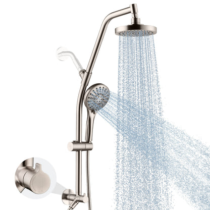 BRIGHT SHOWERS Rain Shower Head with Handheld Combo, Dual Shower System with Slide Bar, Rain Shower System, Adjustable Height, Brass Slide Bar & Diverter, 60 Inch Stainless Steel Hose