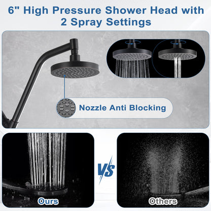 BRIGHT SHOWERS Rain Shower Head with Handheld Combo, Dual Shower System with Slide Bar, Rain Shower System, Adjustable Height, Brass Slide Bar & Diverter, 60 Inch Stainless Steel Hose