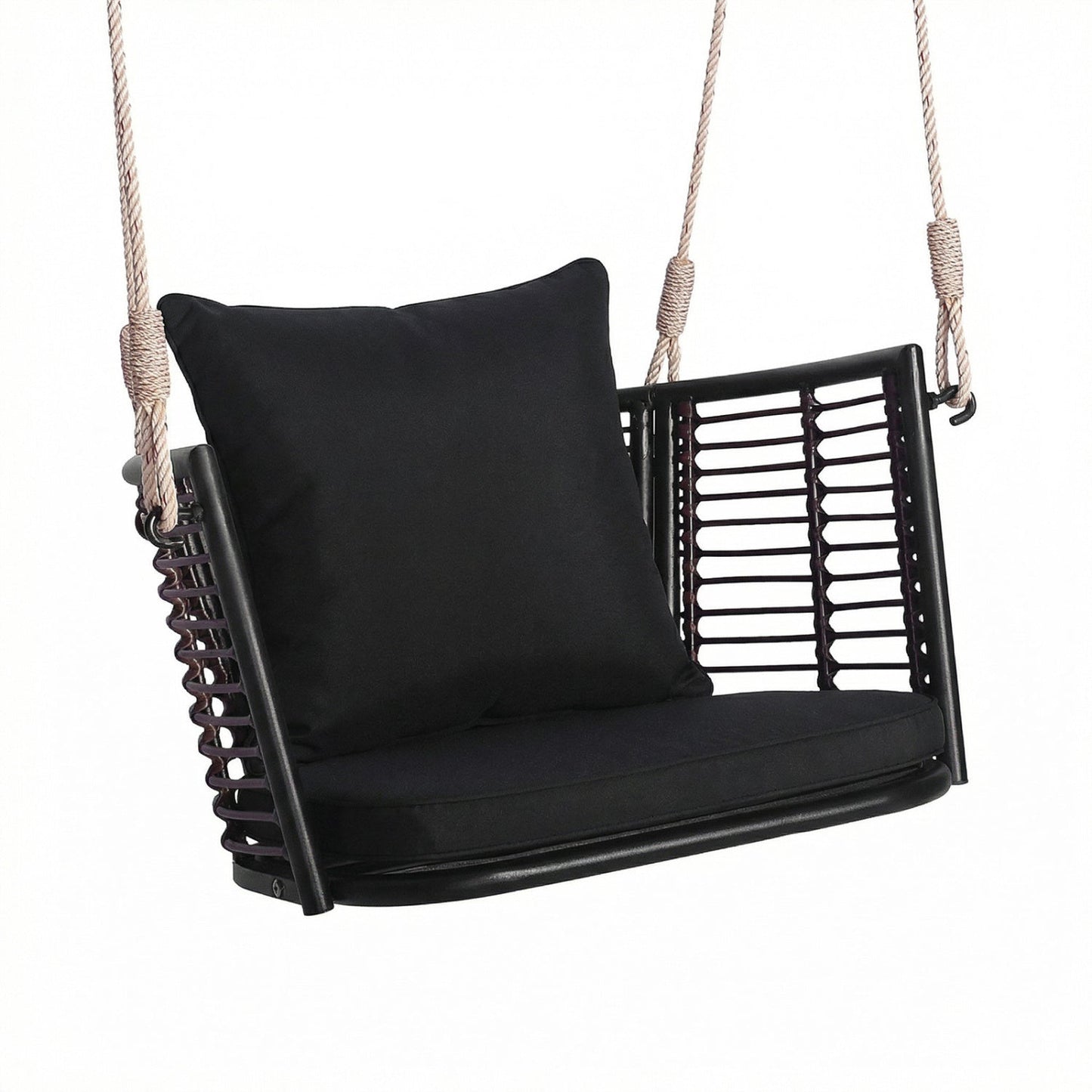 Hanging Rattan Porch Swing Chair with Cushions