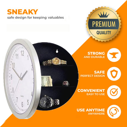 Real Clock Diversion Safe - Discreet Secret Compartments Of A Wall Clock To Store Money, Jewelry, Or Other Valuables