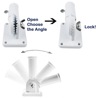 Adjustable Flagpole Bracket – 13 Position Aluminum Mount for House | White