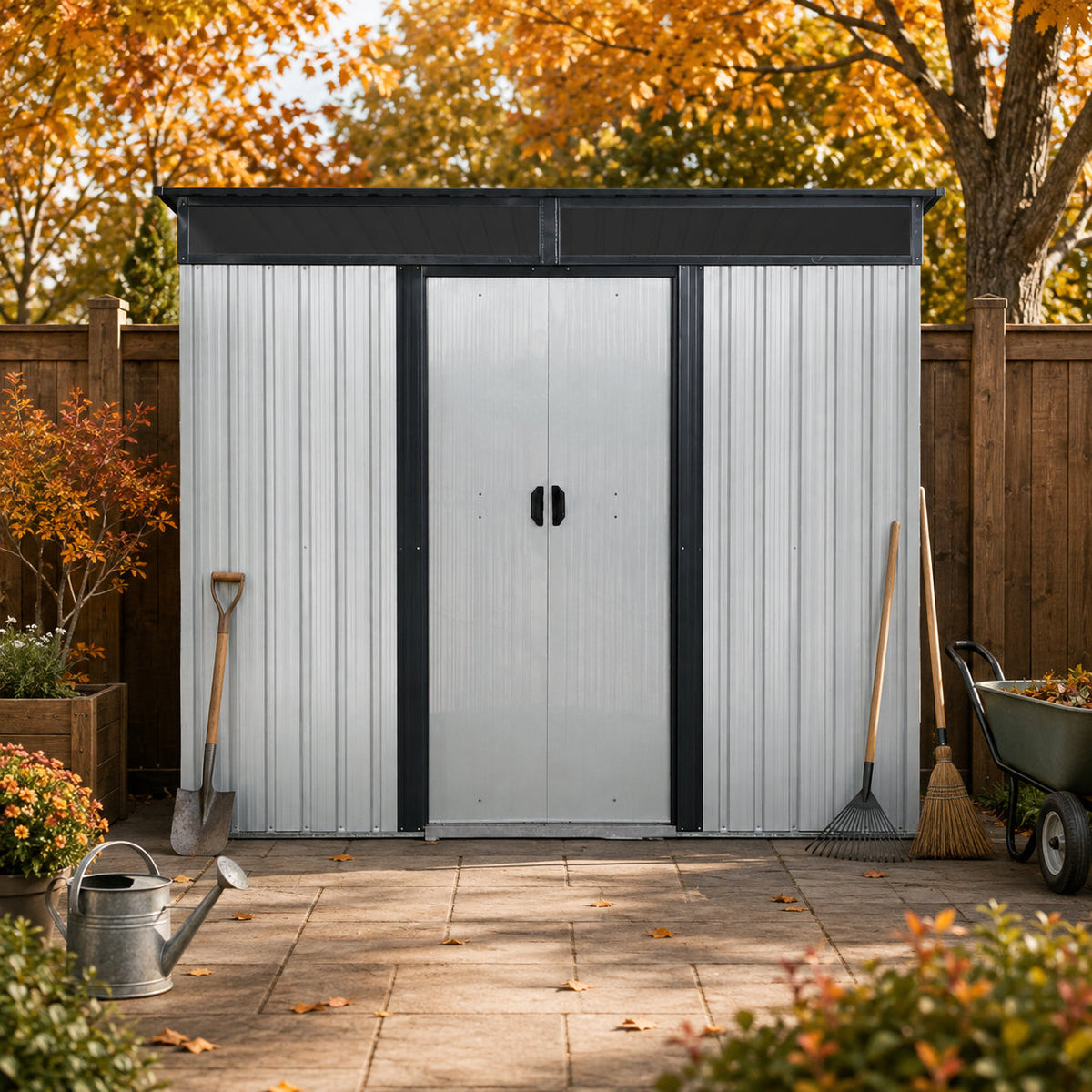 8 Ft x 6 Ft Outdoor Metal Storage Shed With Window