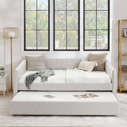 Full Size Daybed with Trundle Upholstered Sofa Bed