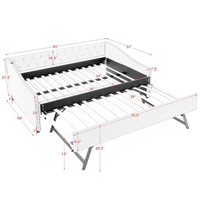 Upholstered Daybed With USB Charging & Pull Out Bed