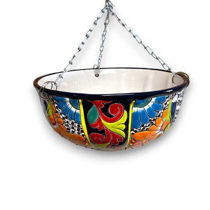 Talavera Hanging Planter | Colorful Hand-Painted Mexican Flower Pot