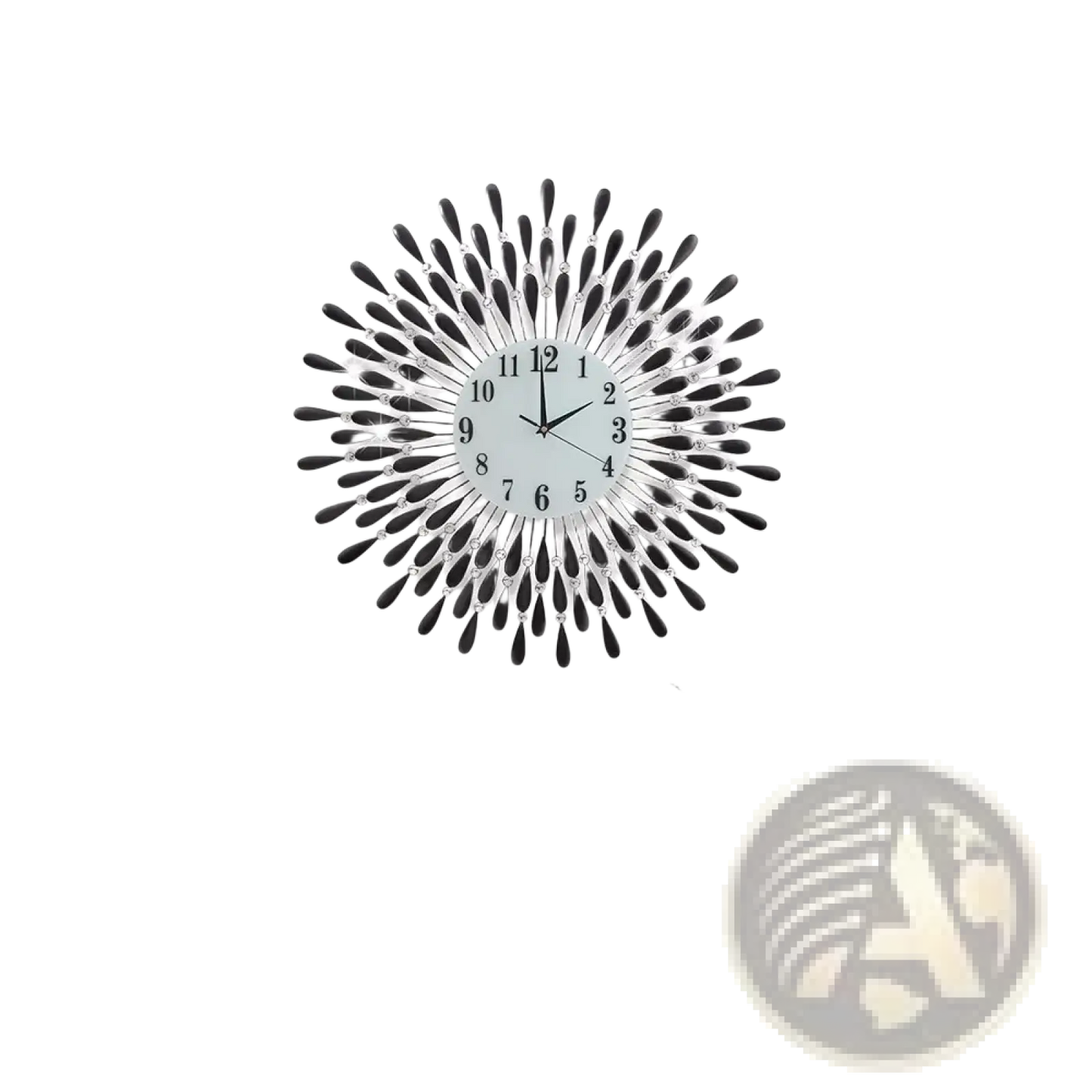 Crystal Wall Clock 38cm Silver Sunburst Home Decor
