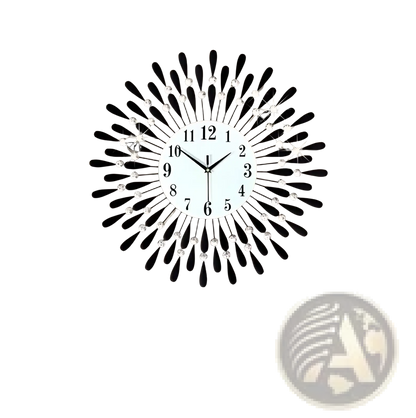 Crystal Wall Clock 38cm Silver Sunburst Home Decor