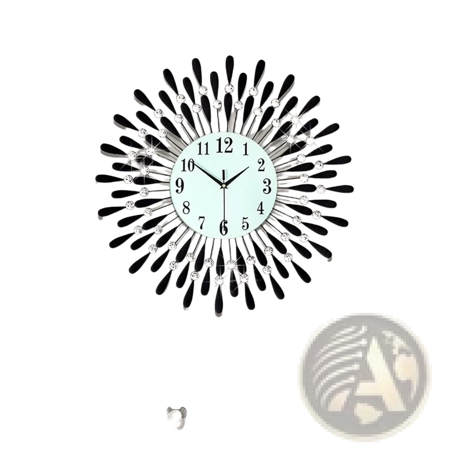 Crystal Wall Clock 38cm Silver Sunburst Home Decor