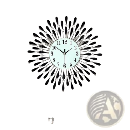 Crystal Wall Clock 38cm Silver Sunburst Home Decor