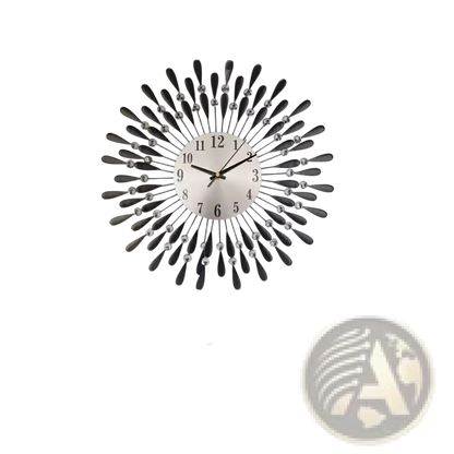 Crystal Wall Clock 38cm Silver Sunburst Home Decor