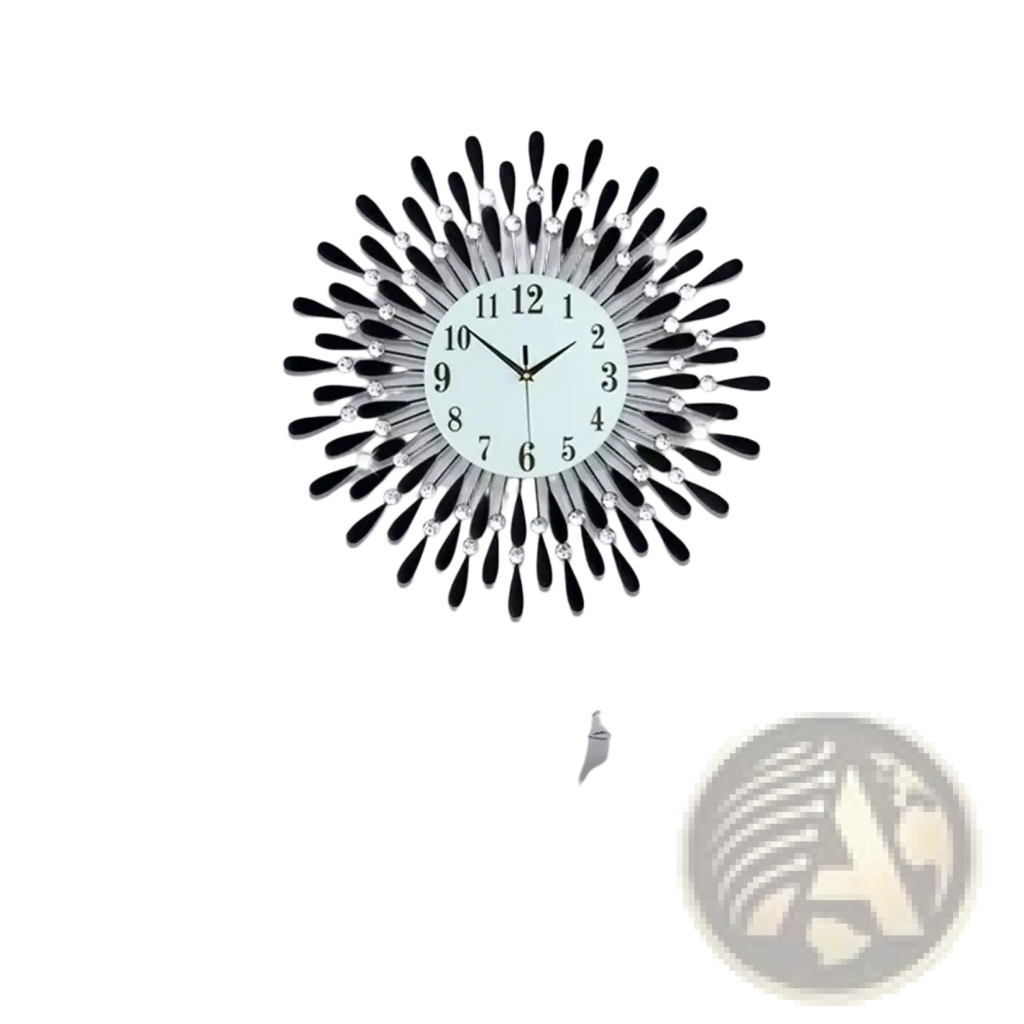 Crystal Wall Clock 38cm Silver Sunburst Home Decor