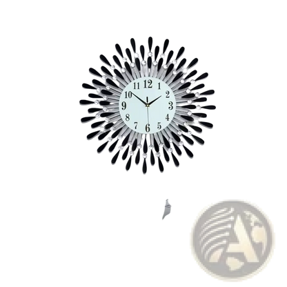 Crystal Wall Clock 38cm Silver Sunburst Home Decor